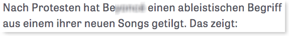 Beyonce streicht beleidigenden Ausdruck aus einem Lied